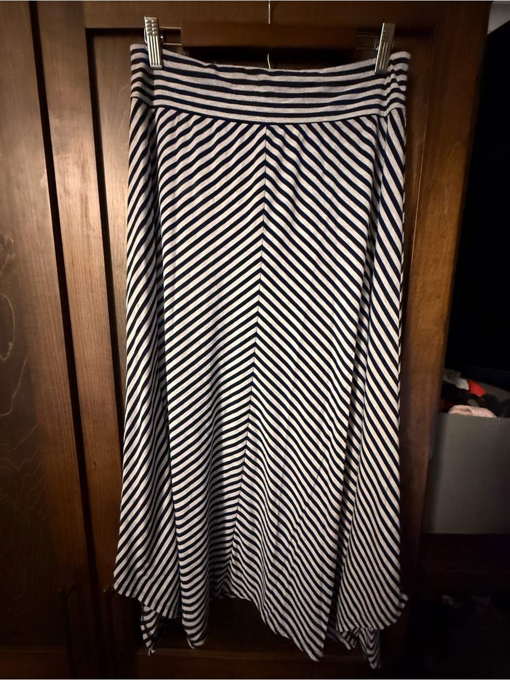Faded Glory Navy and White Striped Maxi Skirt